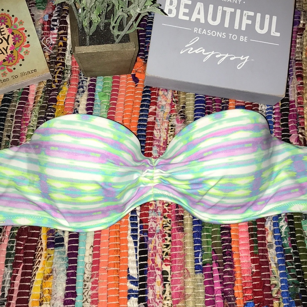 multicolor push-up strapless bathing suit